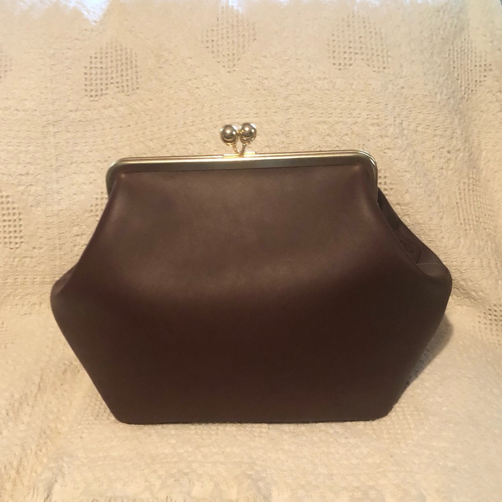 Coach Brown Kisslock Bag